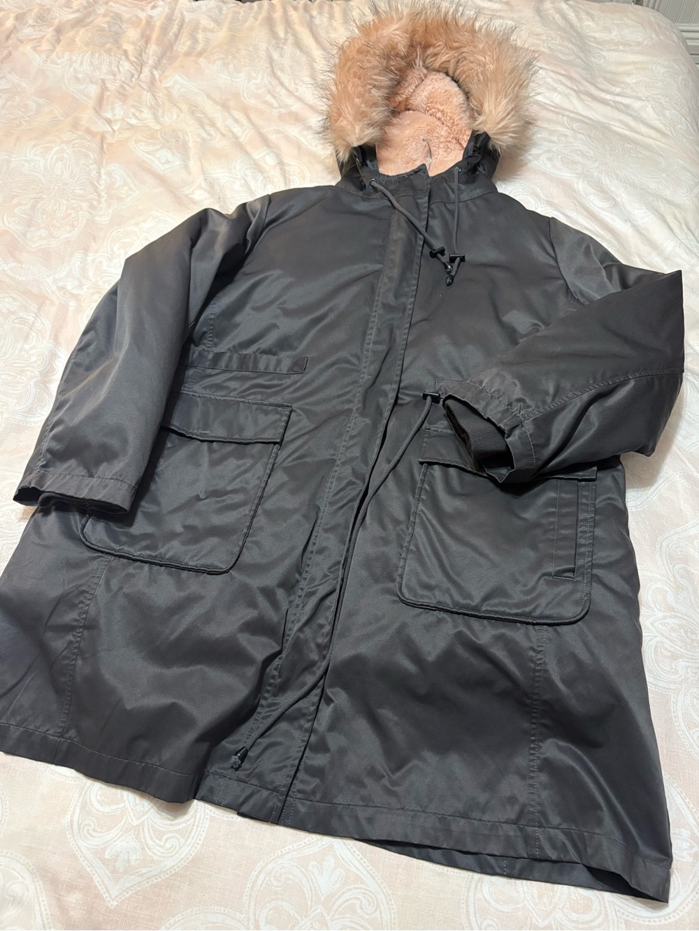 Torrid 3-In-1 Parka Plus Size Black Coat Hooded Faux Fur Trim 2X
